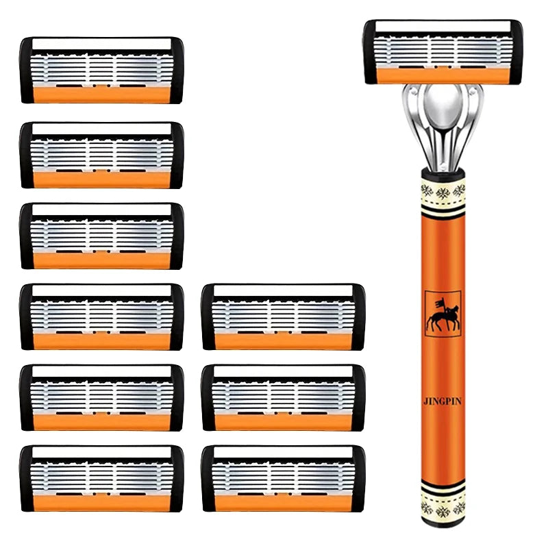 6 Layer Safety Razor Set For Men Stainless Steel Changeable Head Razor