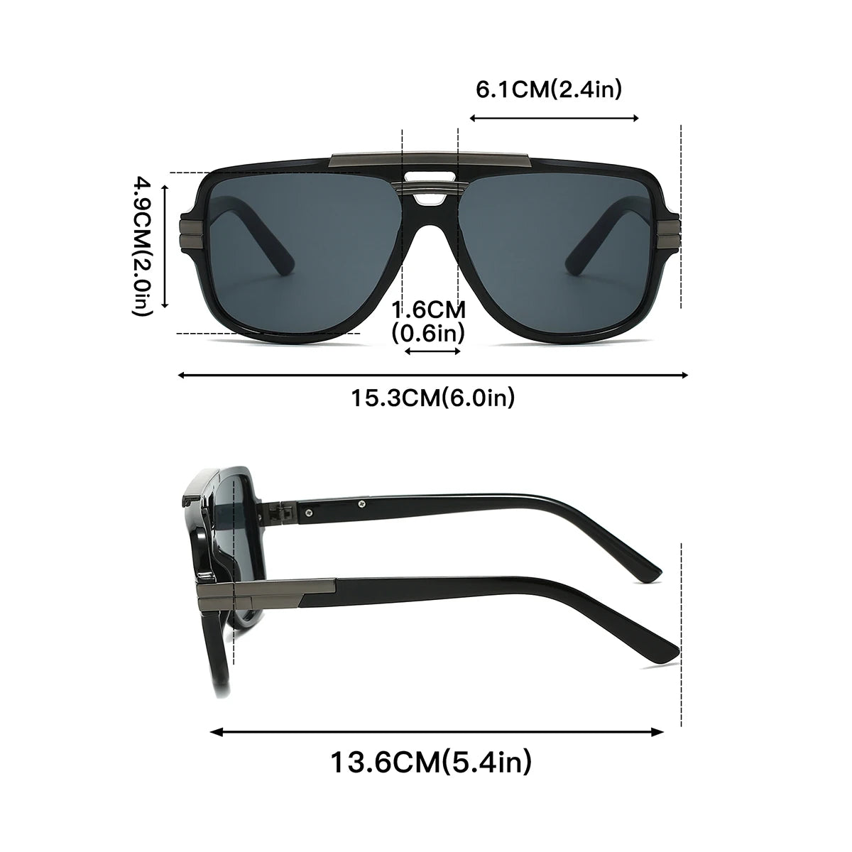Double Bridge Pilot Shades - Oversized Anti-UV Sunglasses