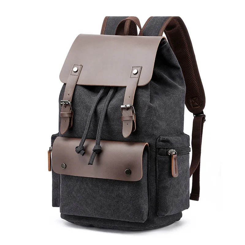 Vintage Canvas Laptop Backpack For Men 15.6 Inch Travel School Bag