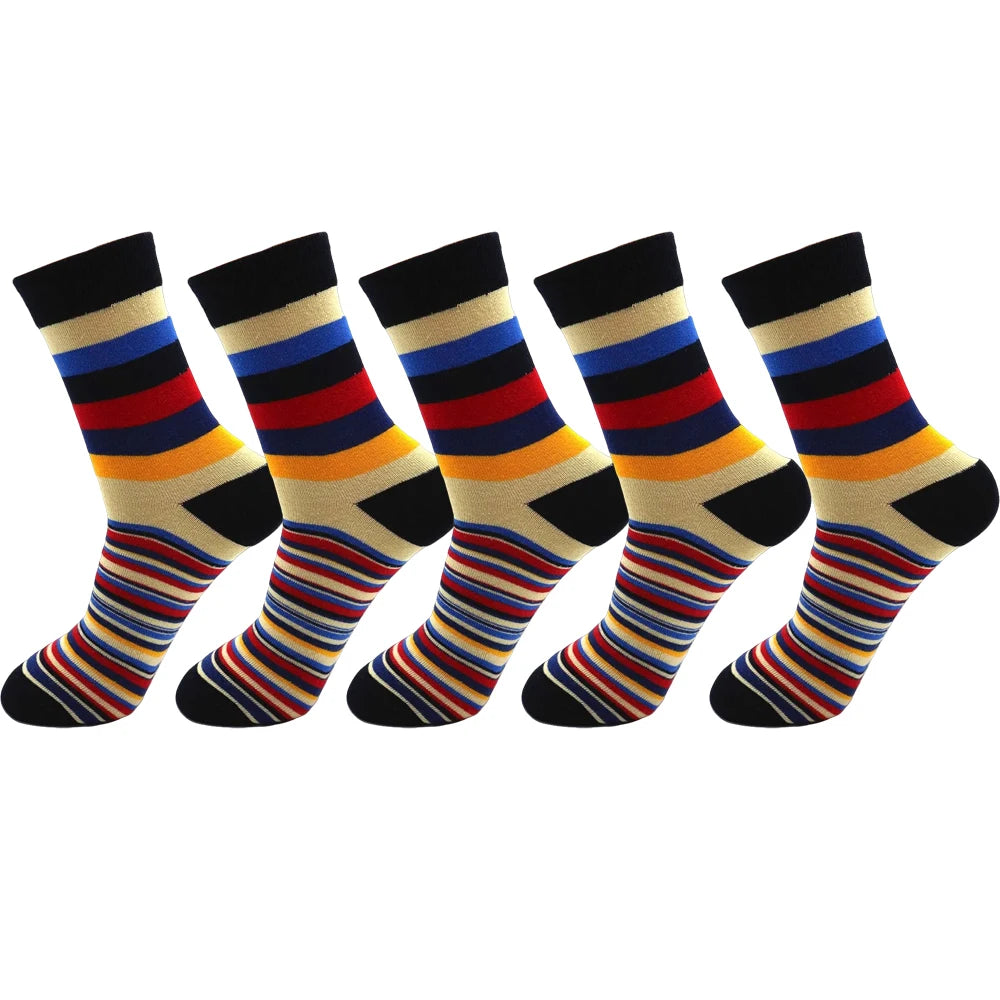 5 Pairs Men's Striped Cotton Socks