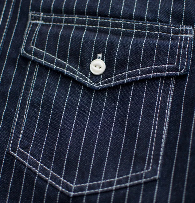 12.5oz Heavyweight American Vintage Casual Wabash Indigo Denim Shirts for Men - 100% Cotton