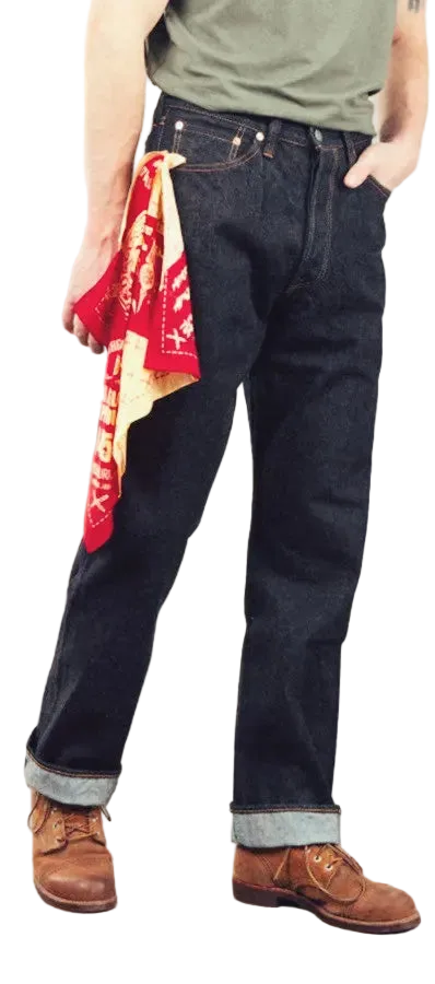 Vintage Shuttle Loom Woven Red-Eared Jeans