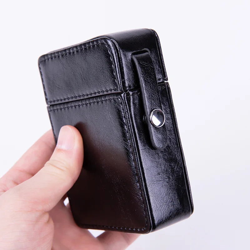 Waterproof Leather Cigarette Lighter Holder Box Travel Case