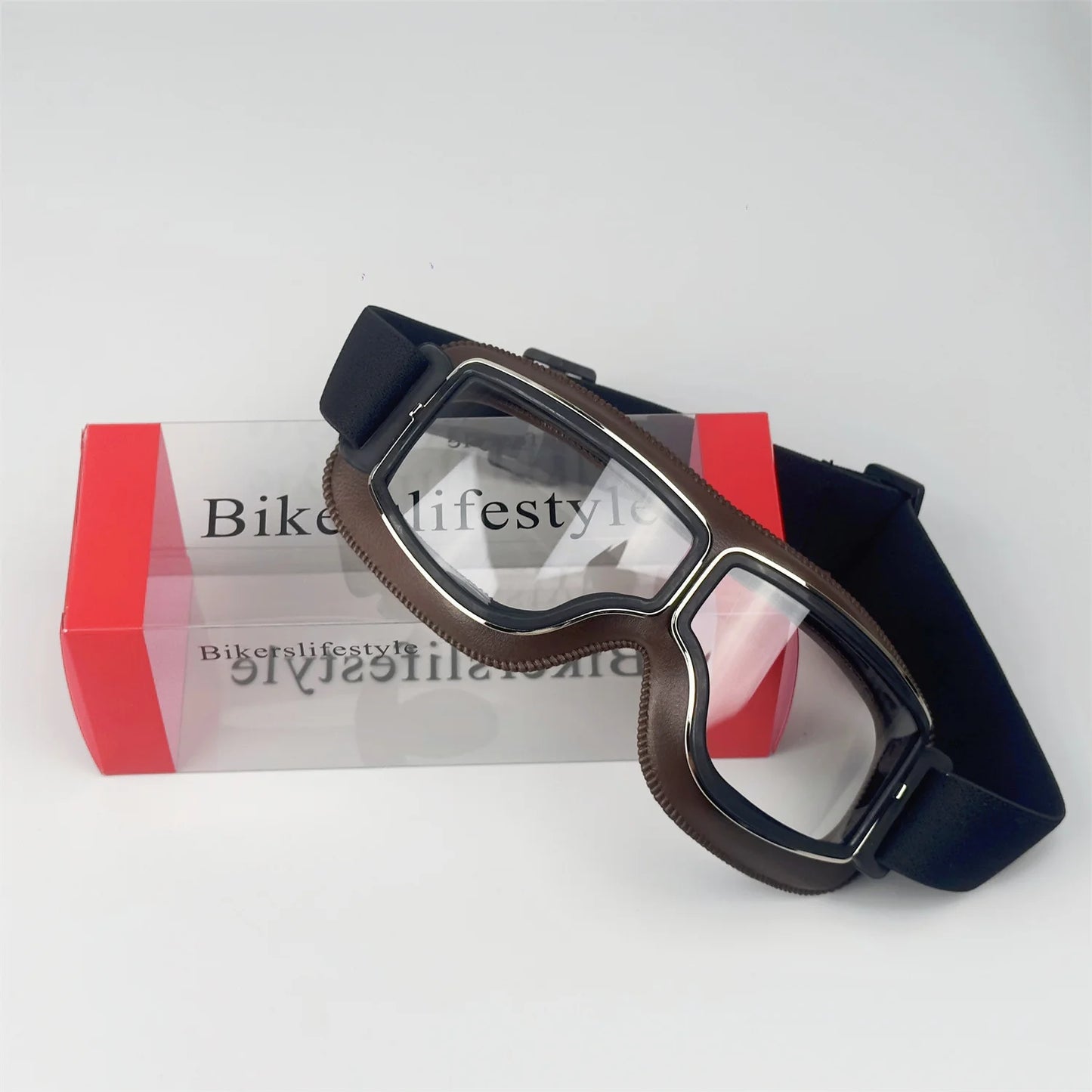 Windproof Retro Motorcycle Glasses - Universal Leather Sunglasses