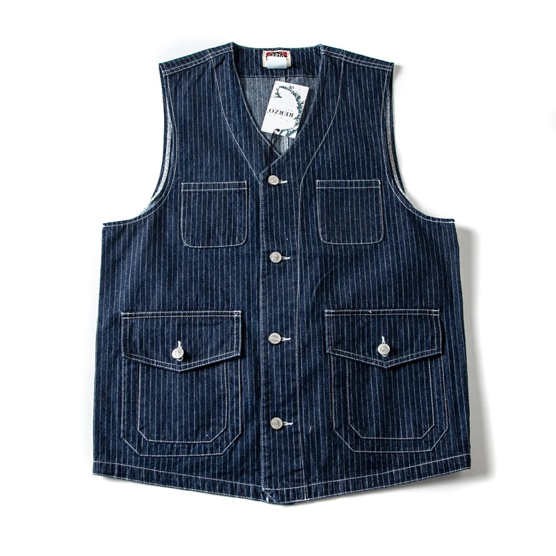 Men's Retro Wabash Denim Vest - Buckle Back