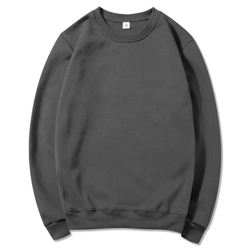 Men's Crew Neck Sweatshirts Solid Color Outdoor Casual Daily Long Sleeve Pullover Hoodie Man Sportswear