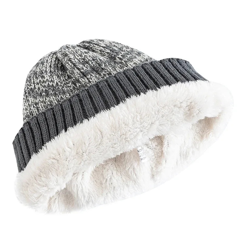 Two-Tone Winter Hats - Fur Lined Beanies
