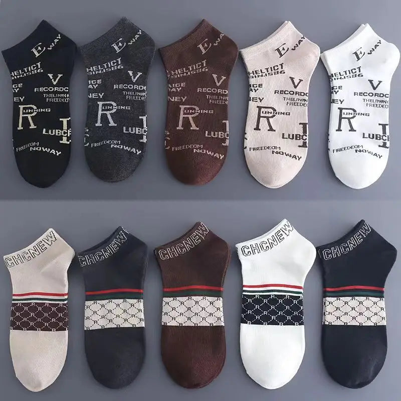 10 Pairs Men's Low Cut Luxury Brand Socks