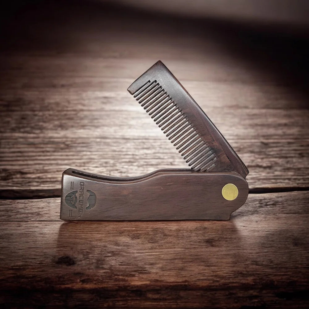 Dark Sandalwood Folding Beard Comb