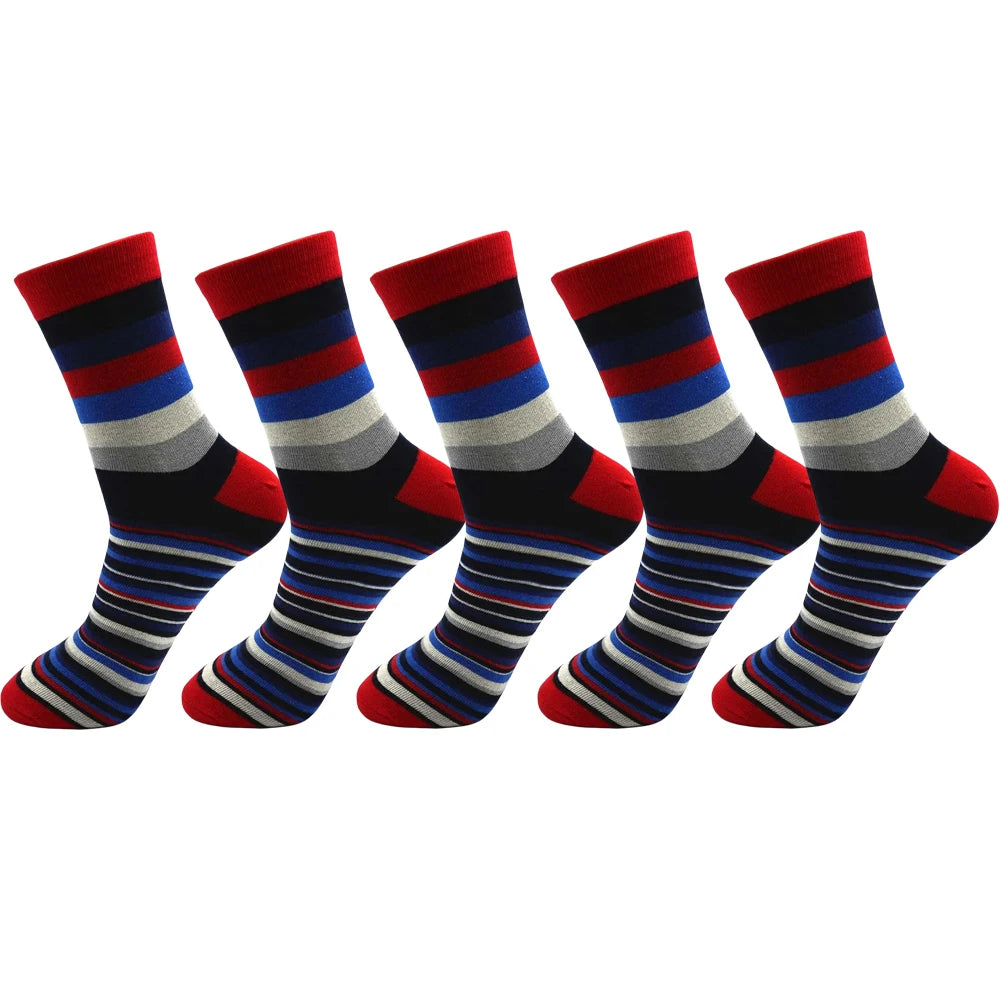 5 Pairs Men's Striped Cotton Socks