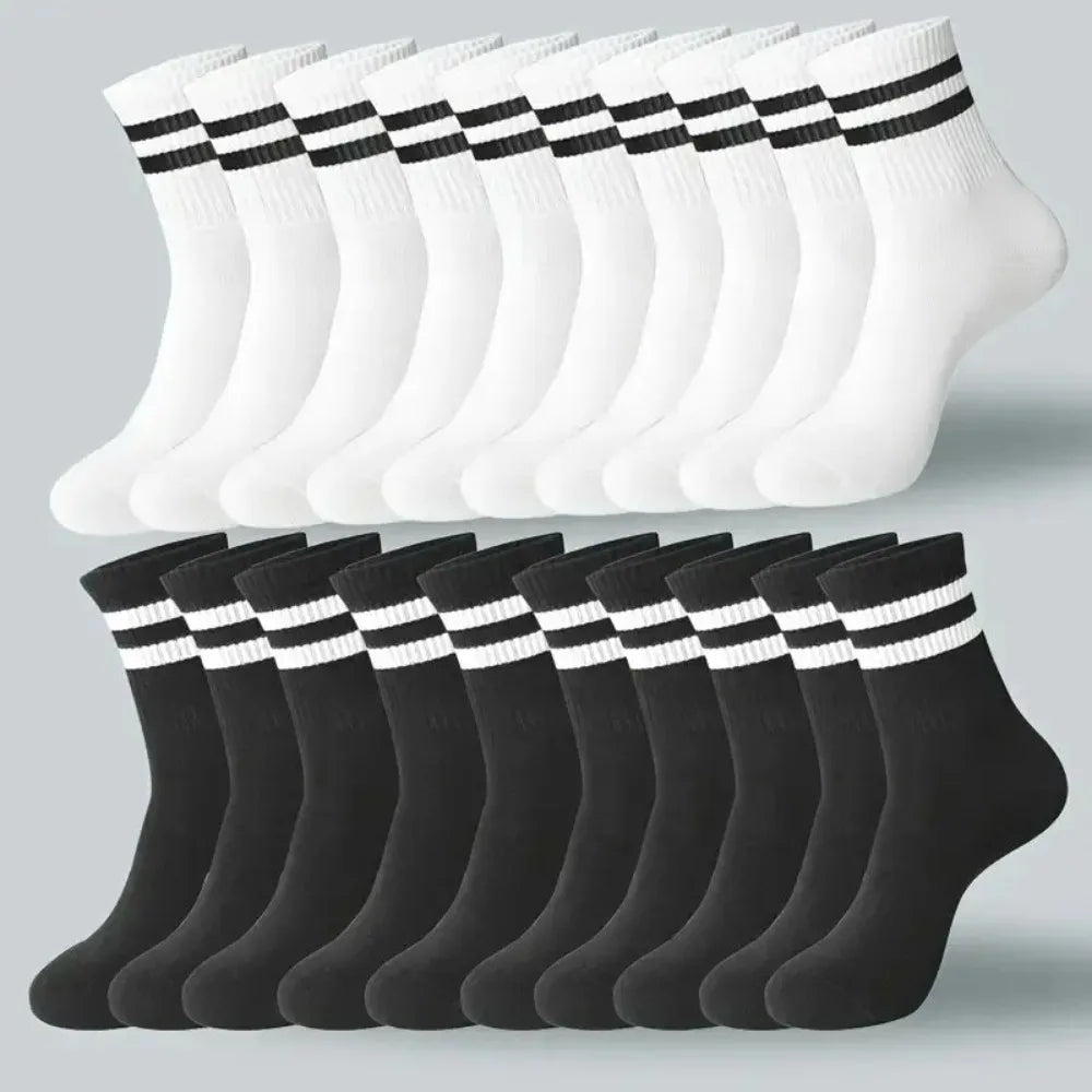 Men's Striped Breathable Sports Socks - Sweat Absorbing