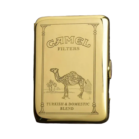 Retro Brass Carved Cigarette Case Holds 16 Cigarettes Gold Tone