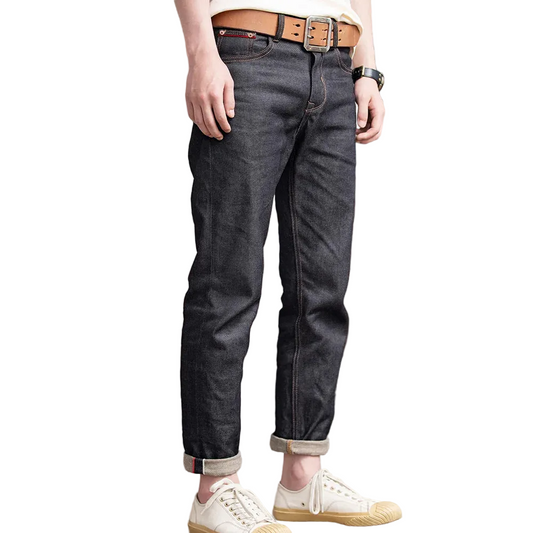 Retro 11.6oz Selvedge Raw Denim Jeans Tapered Regular Fit Cotton Jeans