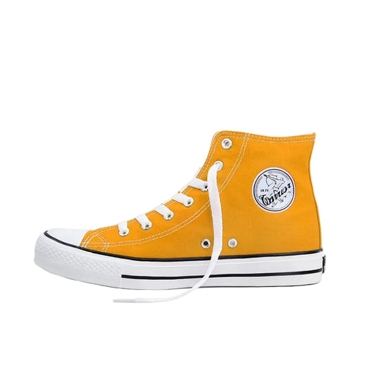 High Top Unisex Yellow Canvas Shoes - Breathable Sport Vulcanized Sneakers