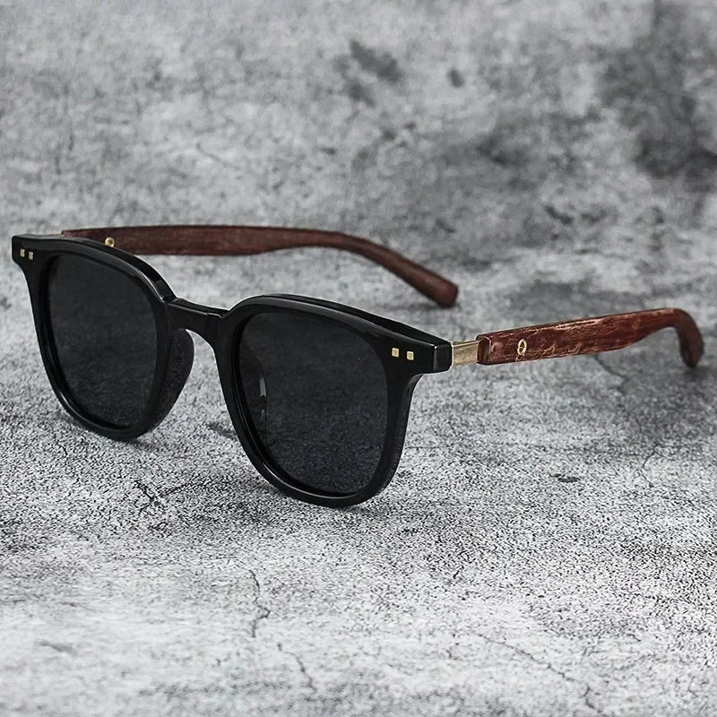 Retro Wood Grain Polarized UV Sunglasses