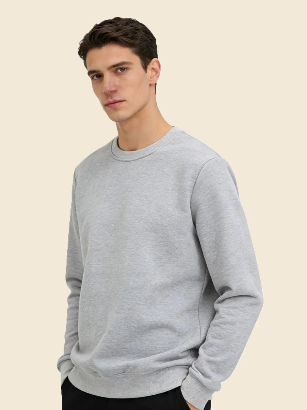 Men's Crew Neck Sweatshirts Solid Color Outdoor Casual Daily Long Sleeve Pullover Hoodie Man Sportswear