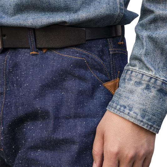 3-Pocket Leather Bound Overalls 14oz Neppy Denim Selvedge Jeans