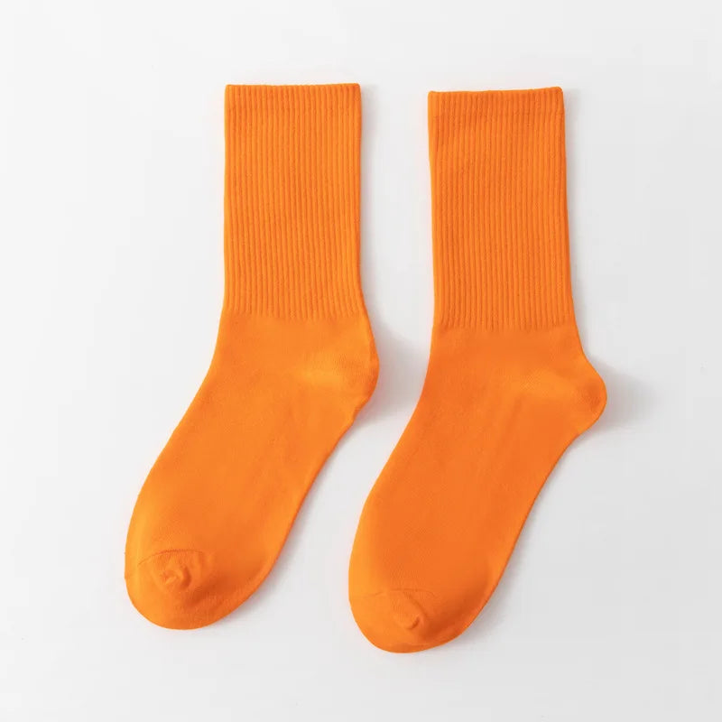 1 Pair Unisex Solid Color Breathable Cotton Socks