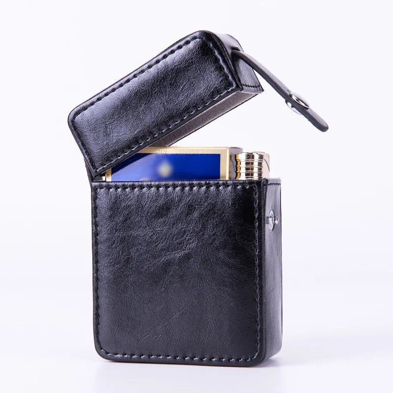 Waterproof Leather Cigarette Lighter Holder Box Travel Case