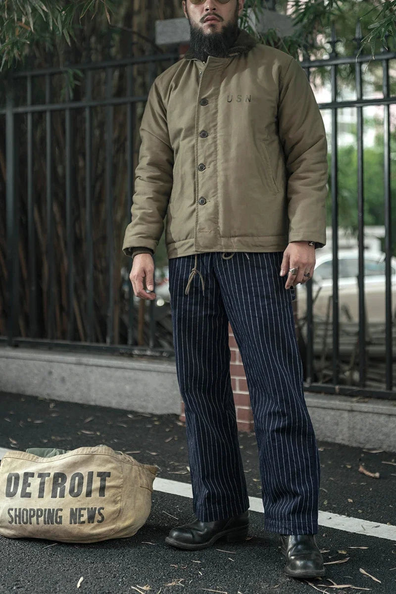 Striped Wabash Mechanic Work Pants - High Waist