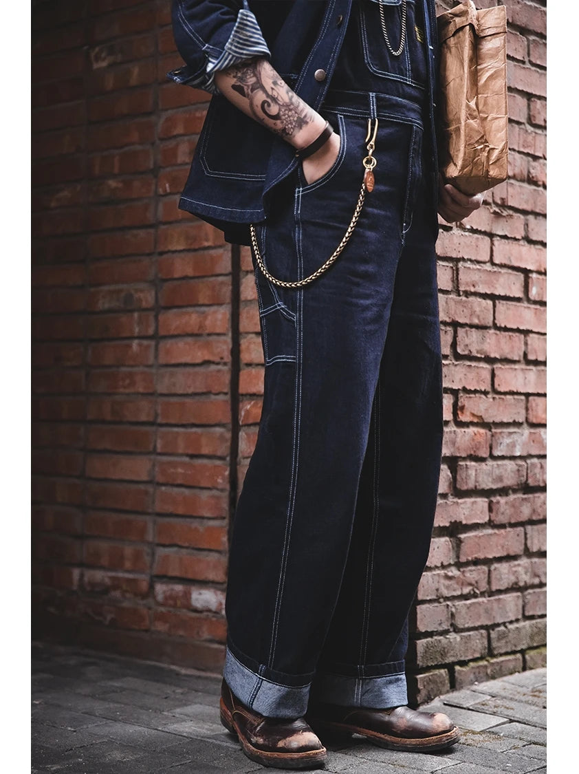 Men's Retro Striped Wabash Denim Overalls - American Style Vintage