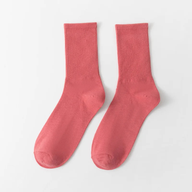 1 Pair Unisex Solid Color Breathable Cotton Socks