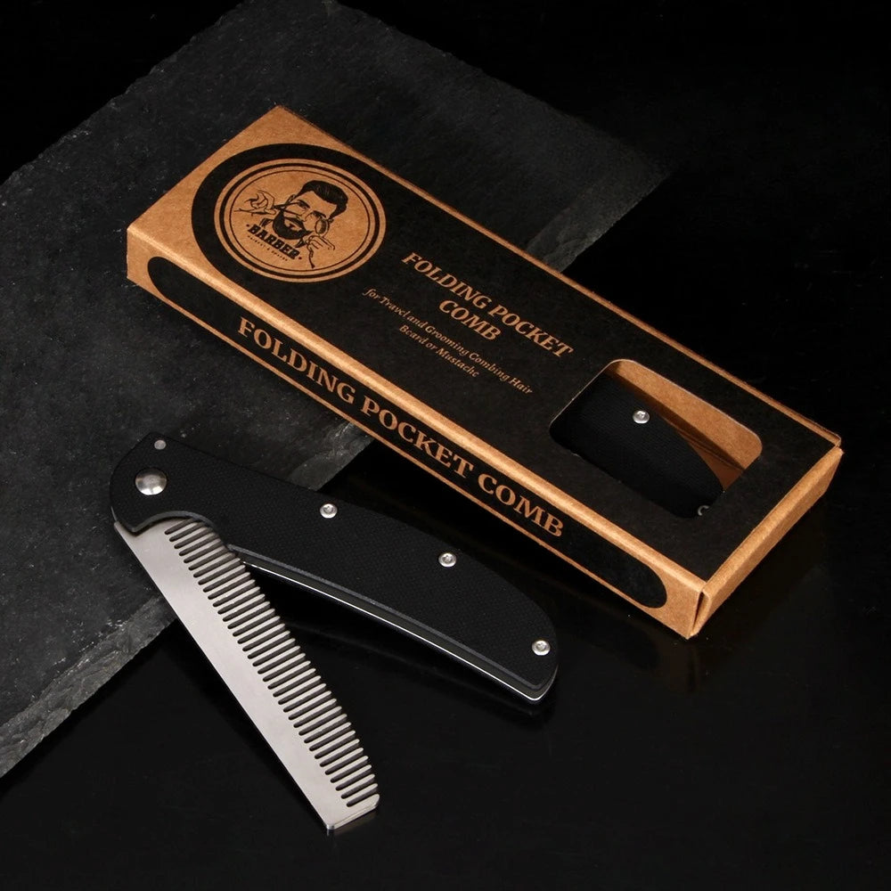 Metal Folding Beard Comb - Dual Purpose Hair And Mustache Styling Tool