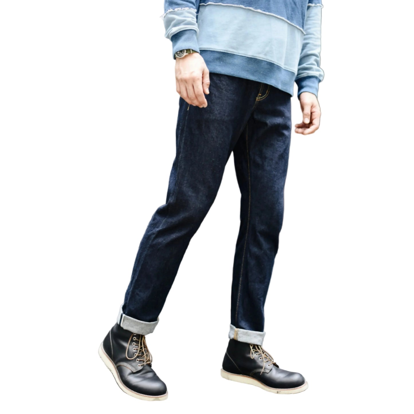 Men's Sanforized Selvedge Denim Jeans in Indigo and Black