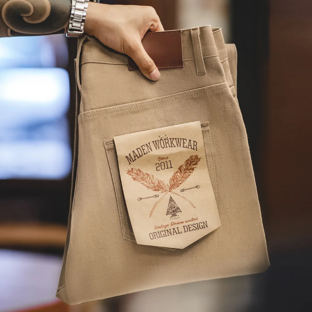 Retro 11.7oz Red-Line Selvedge Raw Denim Jeans for Men