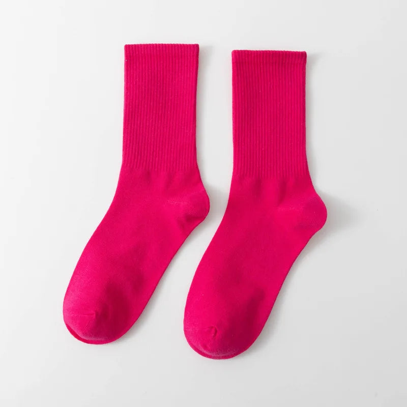 1 Pair Unisex Solid Color Breathable Cotton Socks