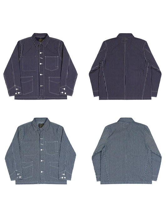 Vintage Americana Style Wabash & Hickory Stripe Denim Workwear Jackets