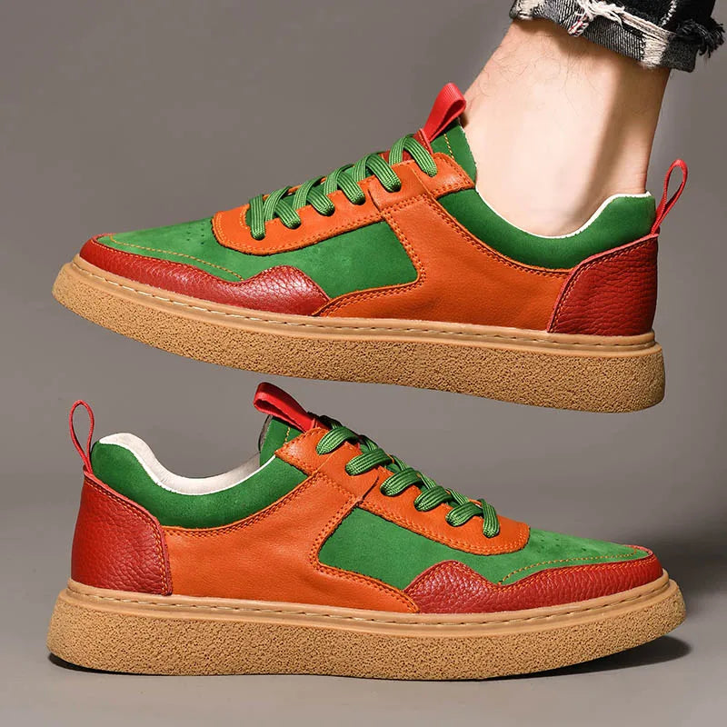 Men's Thick Soled Casual Leather Sports Sneakers