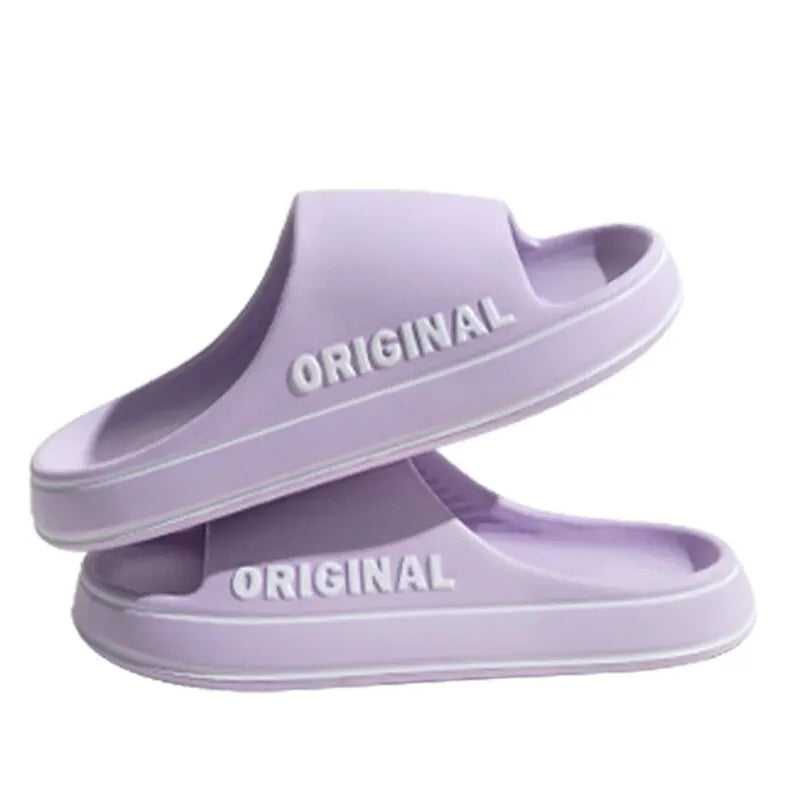 Solid Color Anti Slip Beach Slides - Thick Sole Sandals