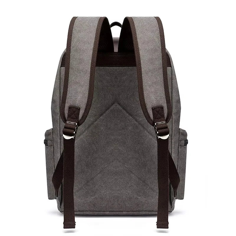 Vintage Canvas Laptop Backpack For Men 15.6 Inch Travel School Bag