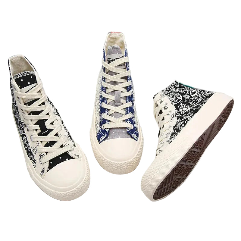 High Top Printed Canvas Sneakers