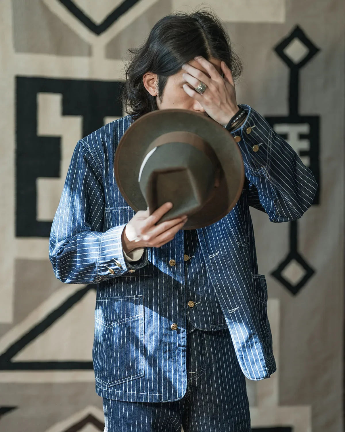 Non Stock 1930s Wabash Stripes Jacket Vintage Men's Workwear Railway Denim Coat