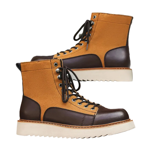 Men's Genuine Leather Ankle Boots - Outdoor Thick-Sole Casual Work Classic Handmade Boots