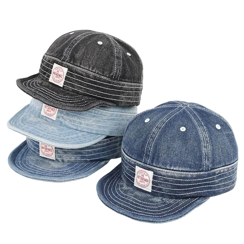 Denim Caps Japanese Vintage Soft Short Brim Baseball Cap Snapback Hat