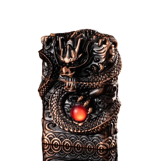 Vintage 3D Metal Relief Open Flame Lighter