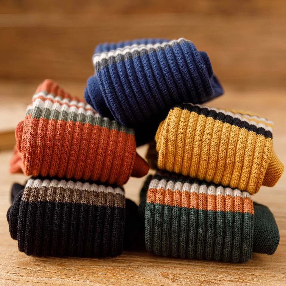 5-Pack Men's Striped Thick Cotton Tube Socks