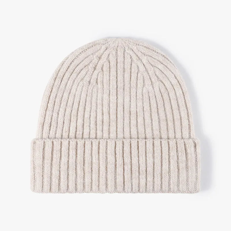 Thick Wool Beanie Hat - Warm Knitted Cap