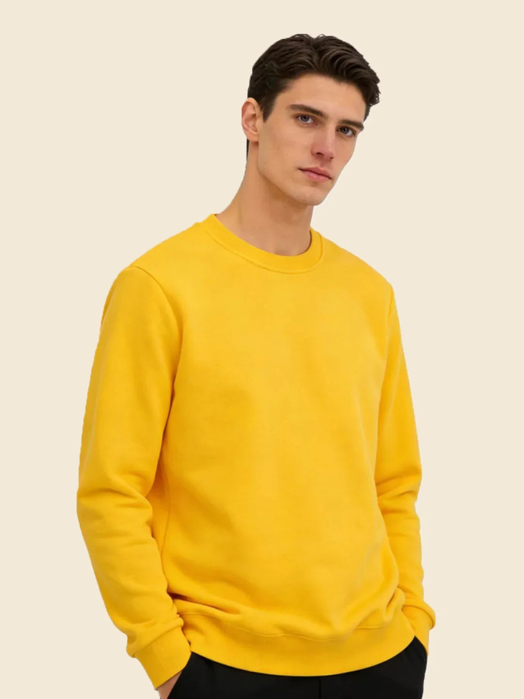 Men's Crew Neck Sweatshirts Solid Color Outdoor Casual Daily Long Sleeve Pullover Hoodie Man Sportswear