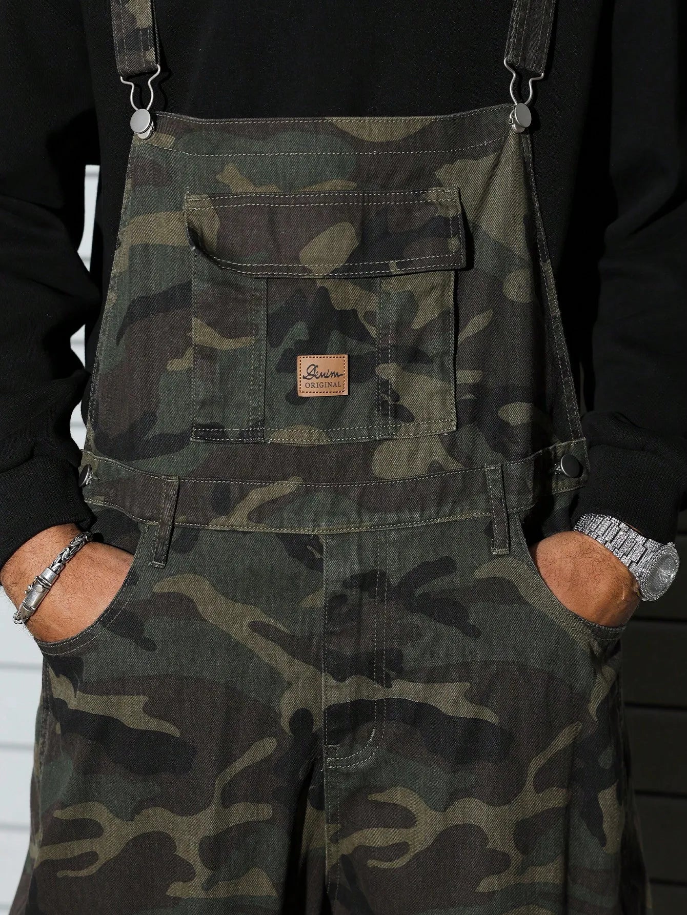 Men's Street Camo Bib Overalls - Multi Pocket Design