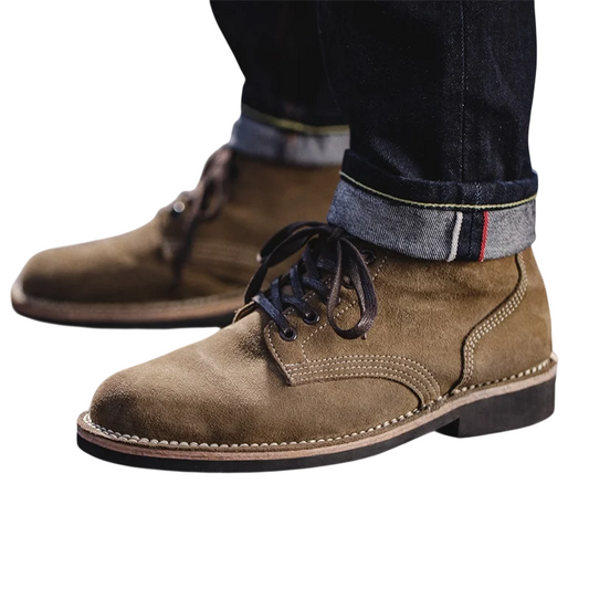 Men's Vintage Split Suede Combat Boots High Top Outdoor Desert Work Boots