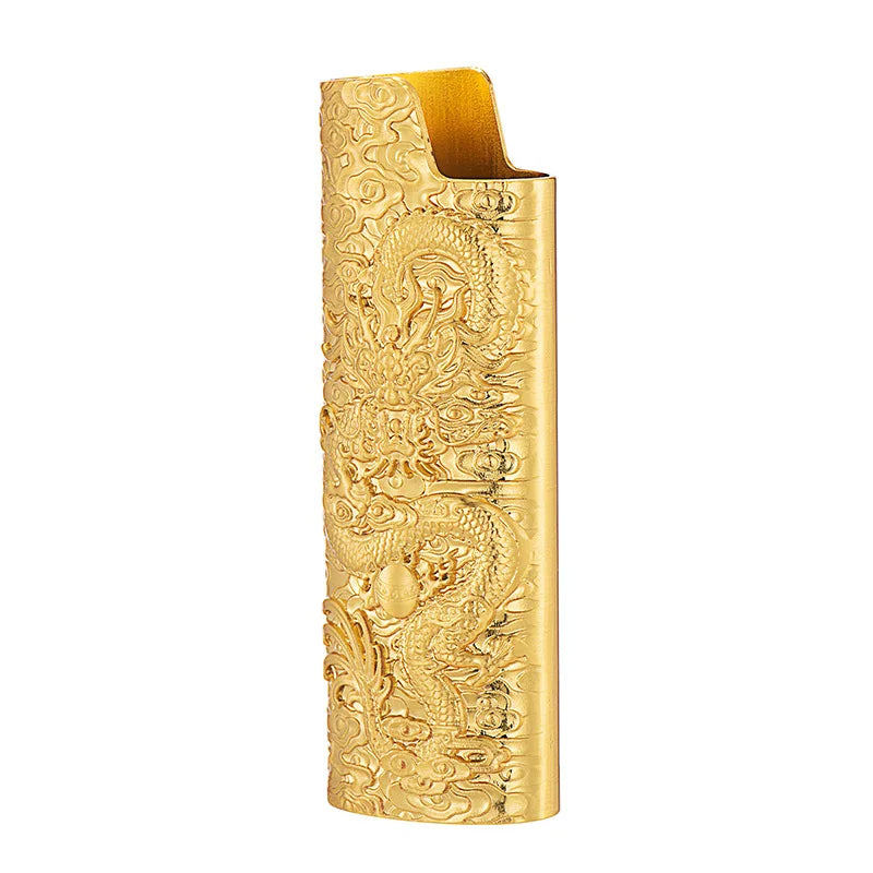 3D Flying Dragon Relief Metal Lighter Case For BIC J6 Full Size