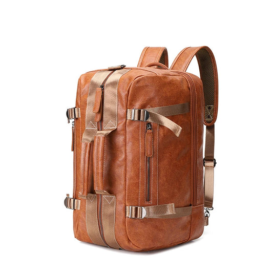 Solid Color Leather Backpack
