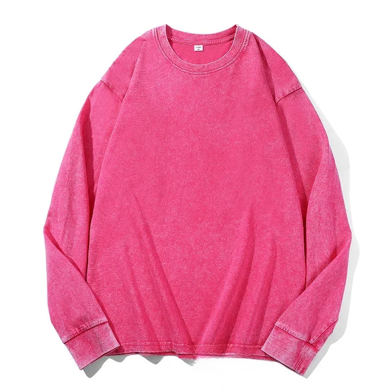 Distressed Long Sleeve Cotton T- Shirt