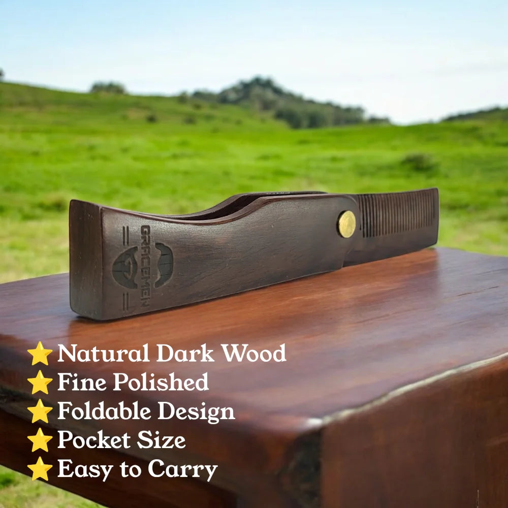 Dark Sandalwood Folding Beard Comb