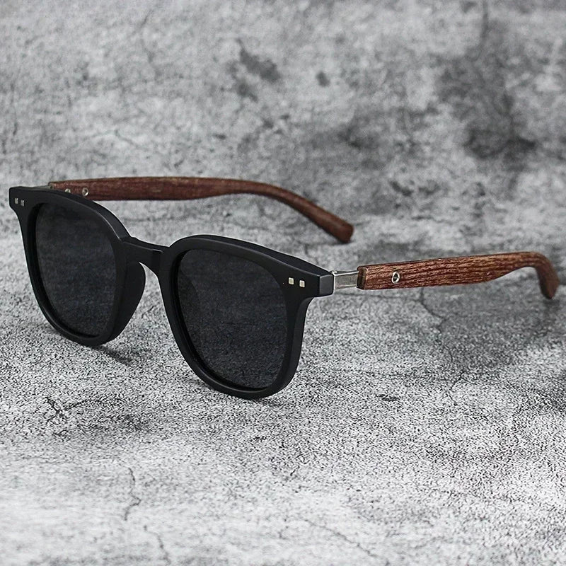 Retro Wood Grain Polarized UV Sunglasses