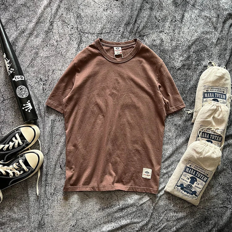 American Vintage Solid Color Round Neck T-Shirt - 100% Cotton